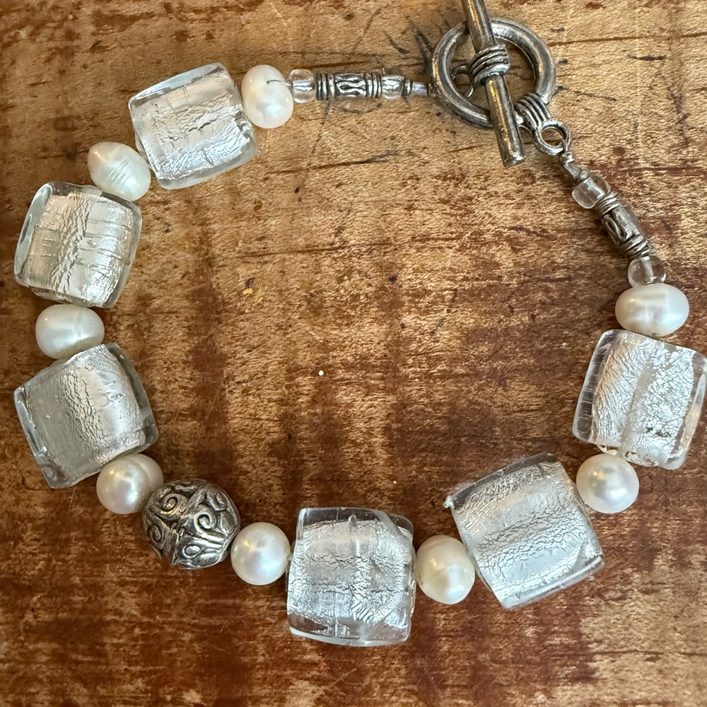 Artisan Silver and Pearl Silver Tone Bracelet